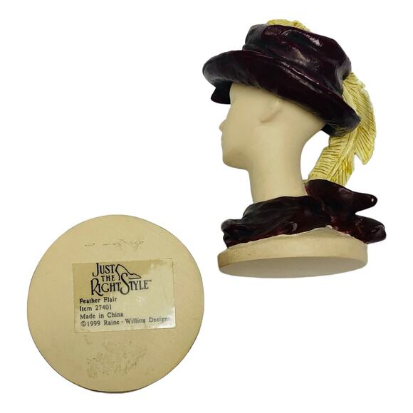 1999 Just the Right Style Feather Flair Hat Trinket Box 27401 by Raine MIB - Picture 5 of 10
